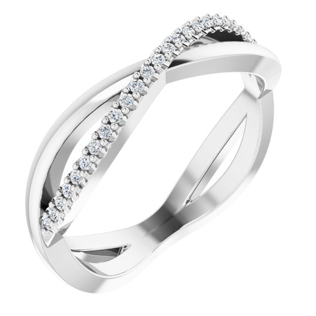 Infinity Design Round Diamond Wedding Band Open Twist Anniversary Ring-VIRABYANI